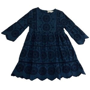 Zara Navy Blue Eyelet Lace Dress